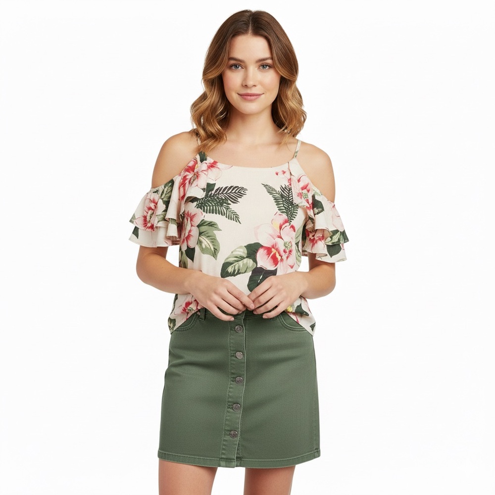 BANANA REPUBLIC Floral Top Small White NWT